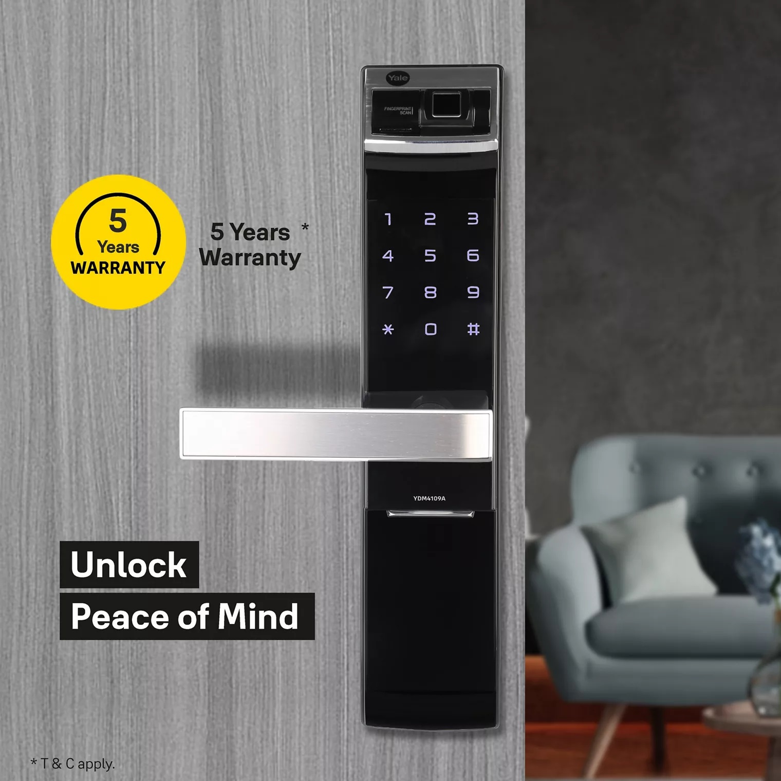 Khoá vân tay Yale YDM4109A Yale YDM 4109A Black 7